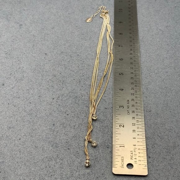 Claire's Triple Rhinestone Necklace Silver Three Strand Chain Sliding Pendant - Picture 4 of 6